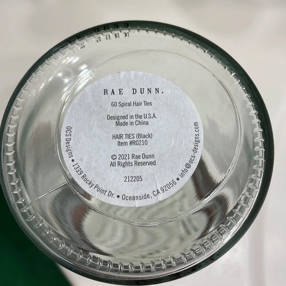 RAE DUNN Hair Ties Glass Container with Wood Lid NWT